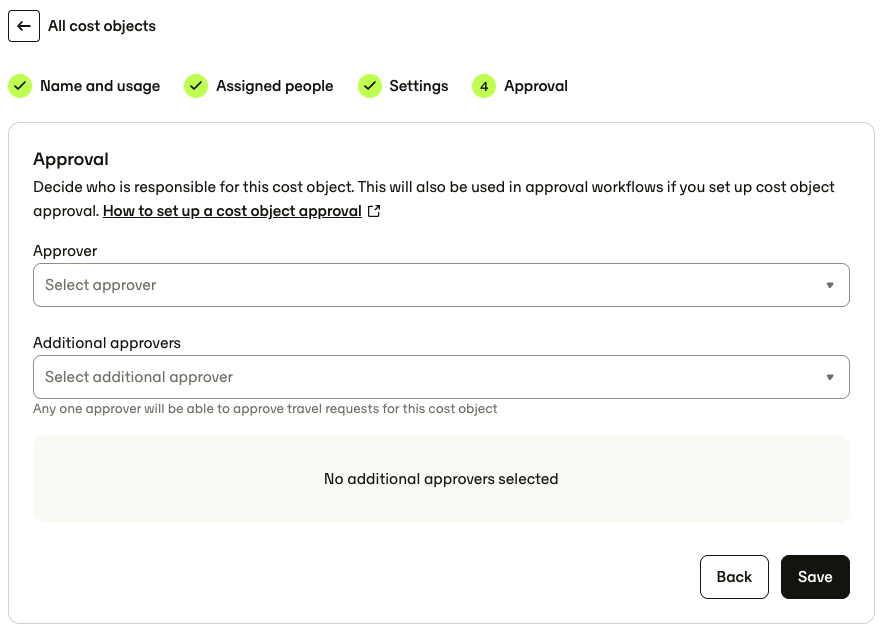 Additional approvers on a travel cost object