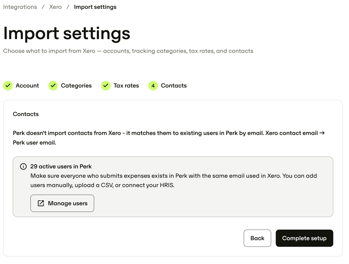 Contacts step